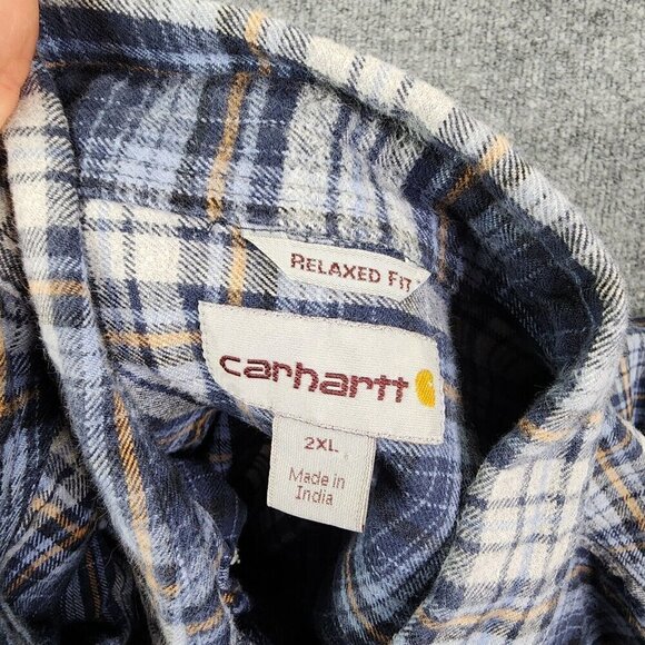 Carhartt‎ Button Down Shirt Multicolor 2XL Men Work Plaid Trumbull Relaxed Fit - Picture 7 of 10